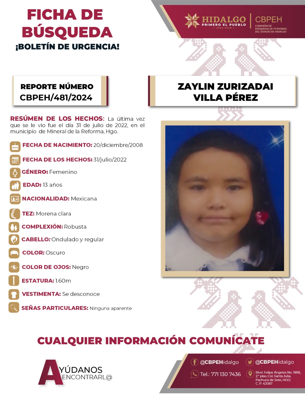 ZAYLIN ZURIZADAI VILLA PÉREZ